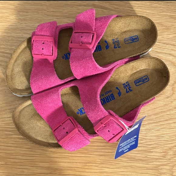 Birkenstock New Women's Arizona SF Sandal Fuchsia Tulip Suede 37 240 L 6 M 6 - Picture 3 of 10